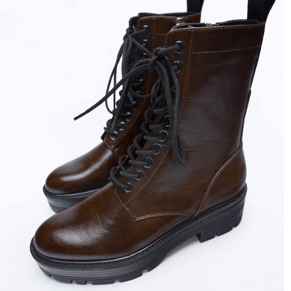 Zara Chocolate Brown Boots SZ 8 - Picture 2 of 7
